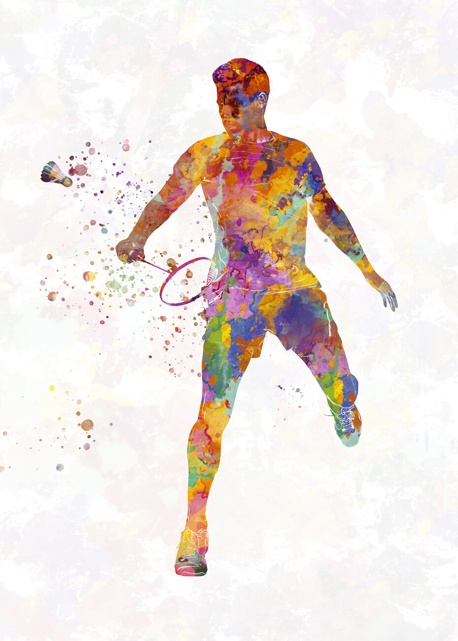 Badminton player in watercolor Wall Mural Buy online at Europosters