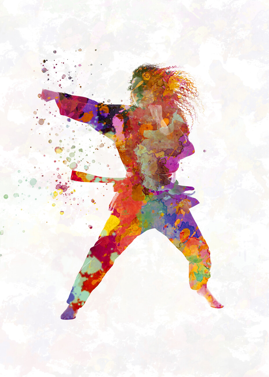 Illustration Watercolor karate martial art