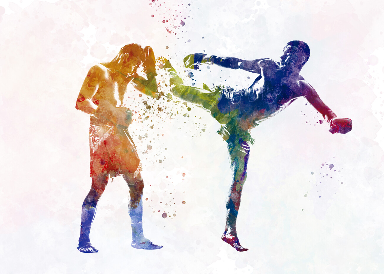Umělecký tisk watercolor boxing match
