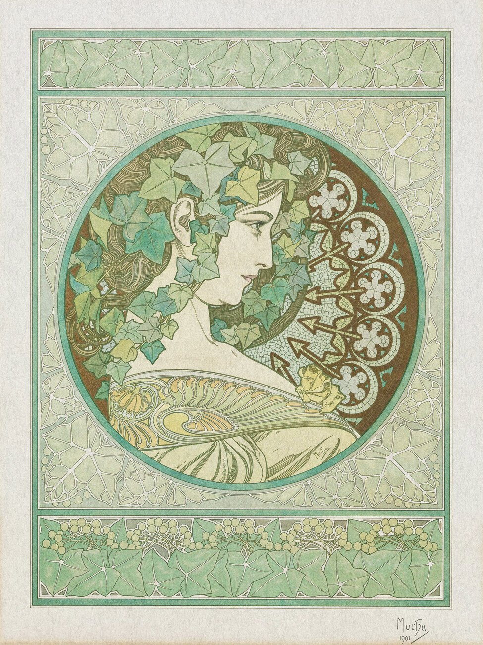 Illustration Green Garden Ivy (Vintage Art Nouveau) - Alfons Mucha