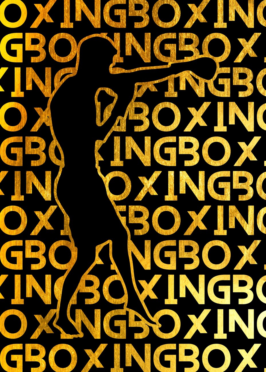 Sticker Boxing Gold Silhouette