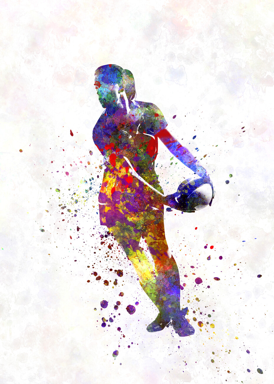 Watercolor rugby player Wall Mural Buy online at Europosters