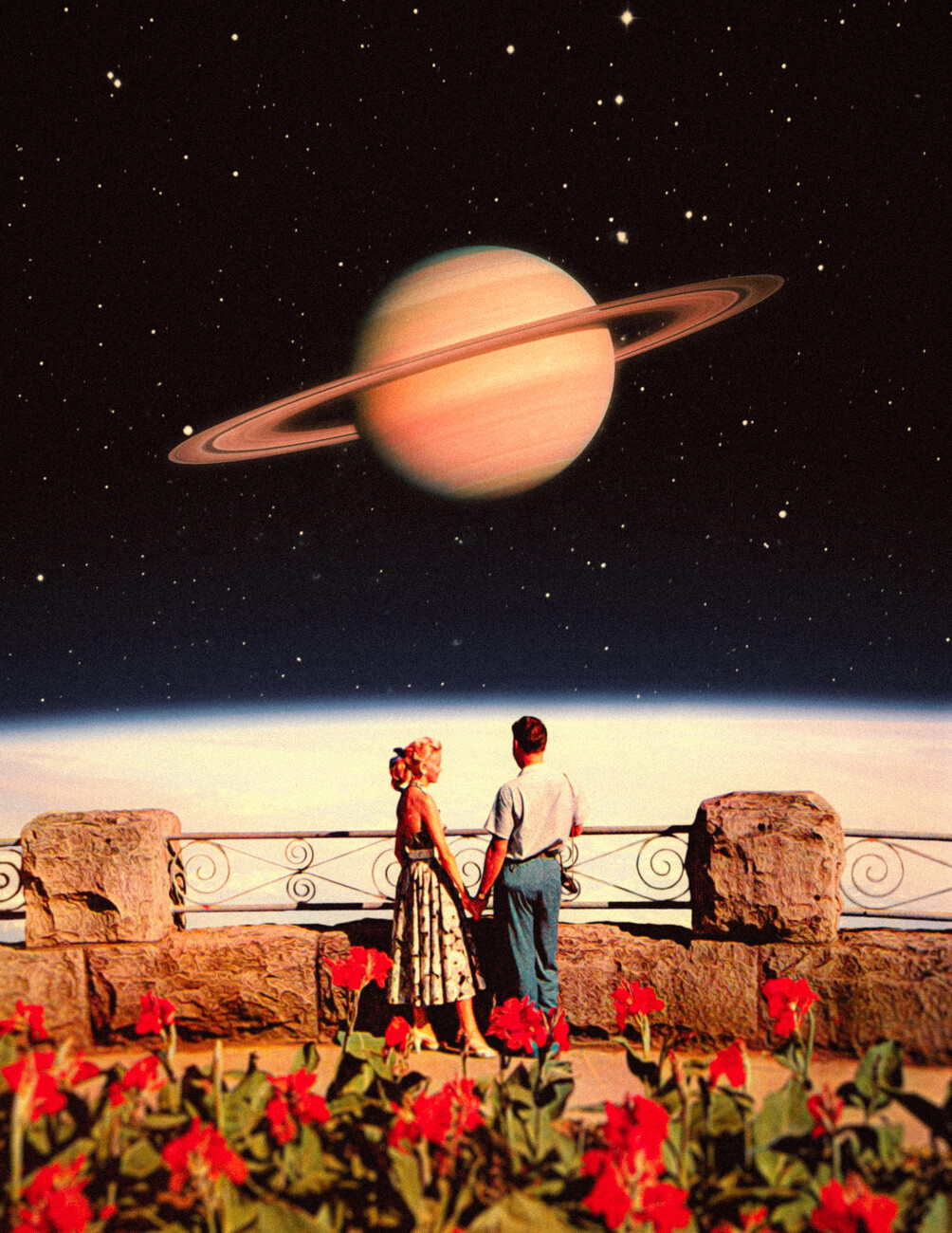 Illustrazione Artistiche Space Love Retro Futuristic Romantic Design Art Europosters