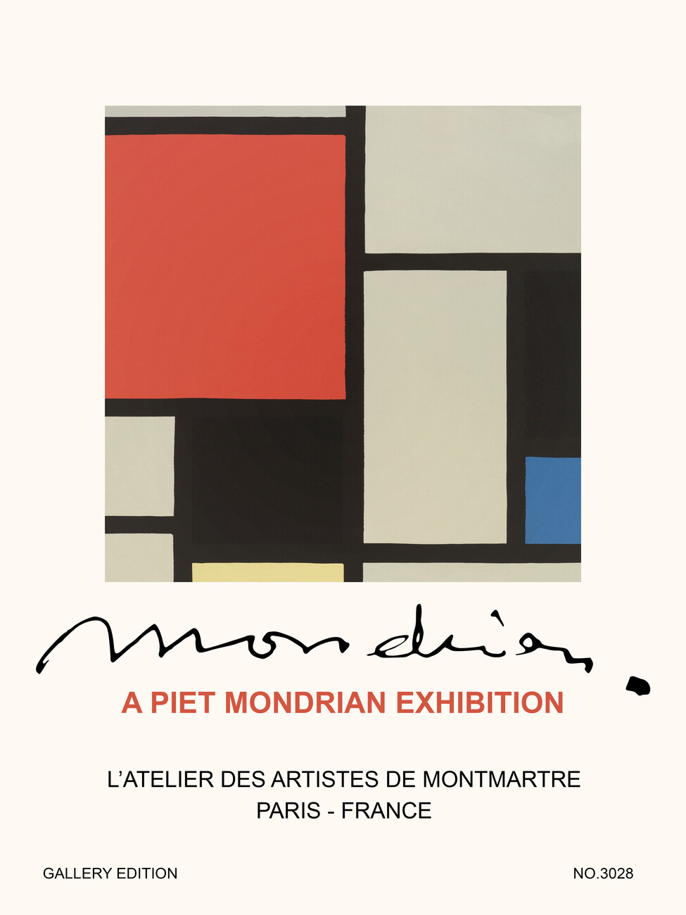 Wall Art Print Special Edition Piet Mondrain Exhibition No 3028 Piet Mondrian Europosters