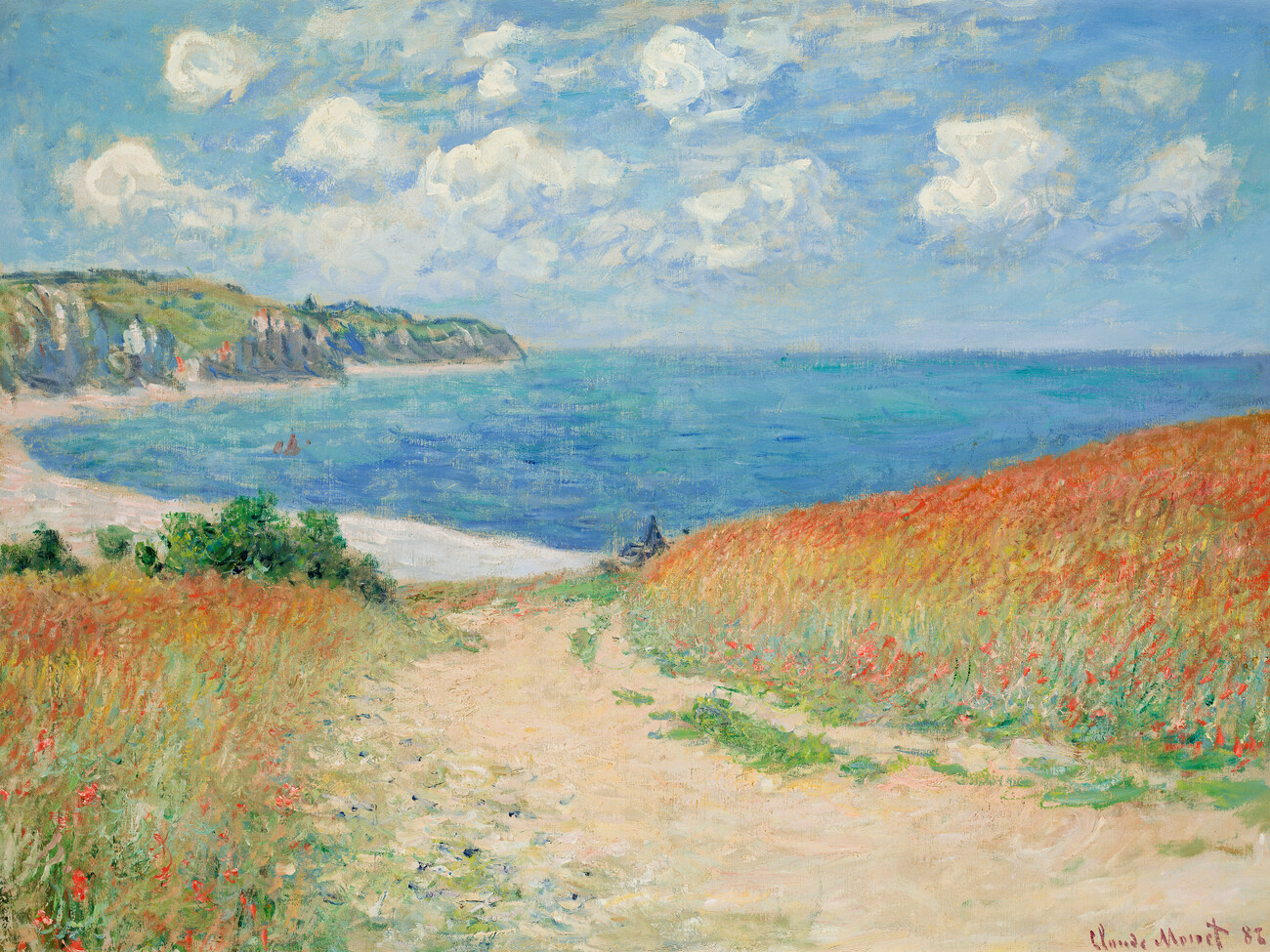 Obrazová reprodukce Cesta v pšeničných polích v Pourville, (40 x 30 cm)