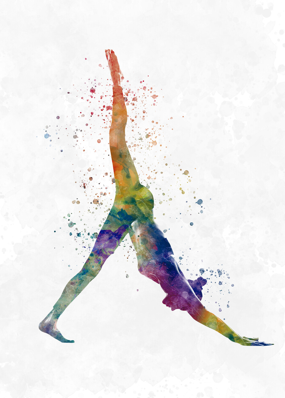 Citron sidde lokal Wall Art Print | Young woman practices yoga in watercolor | Europosters