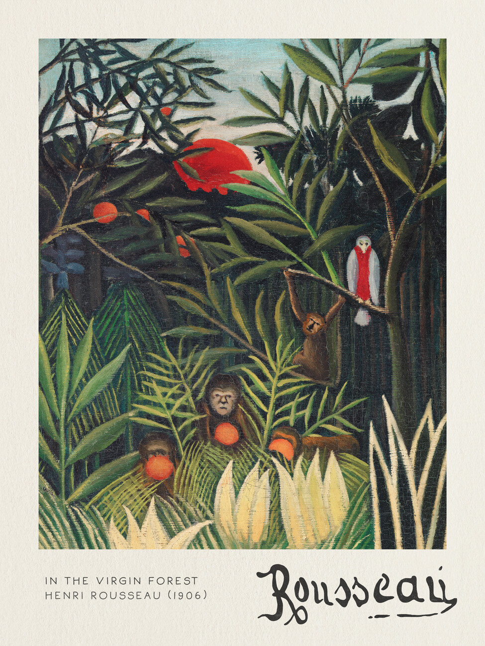 Obrazová reprodukce Monkeys & Parrot (In the Virgin Forest) - Henri Rousseau, (30 x 40 cm)