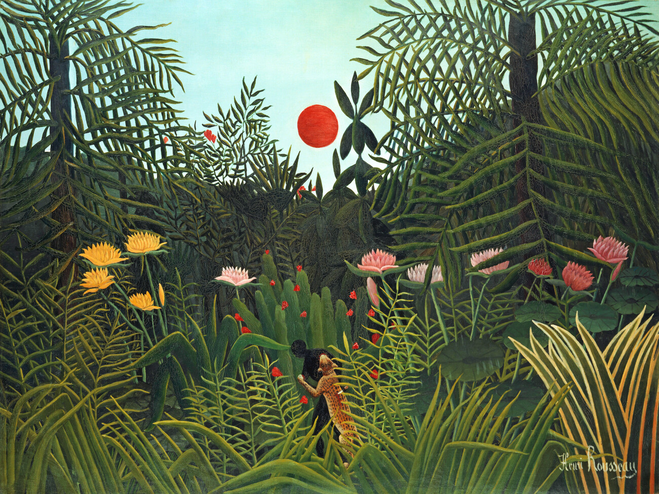 100%新品安いRousseau、Tropical Forest with Monkeys 絵画