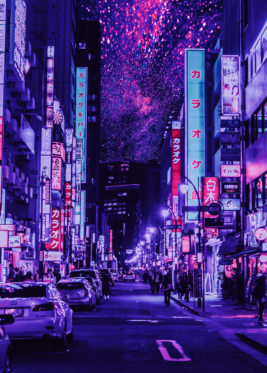 Wall Art Print | Neon Night City In Japan | UKposters