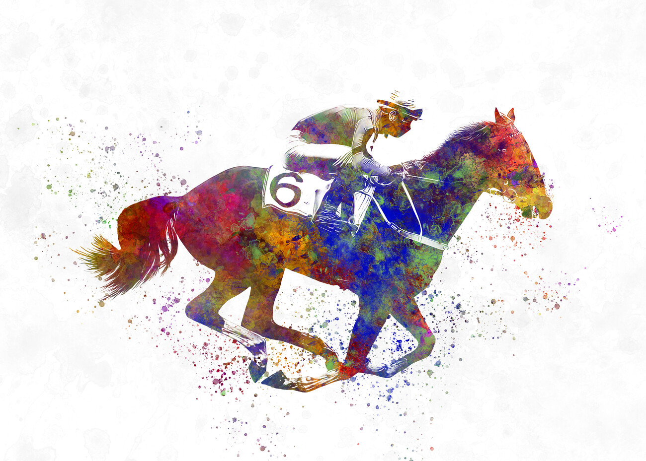 Taiteelliset kuva | Horse racing in watercolor | Europosters