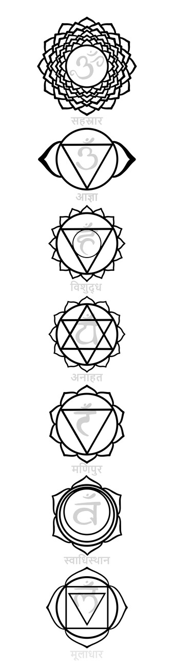 chakra symbols black and white