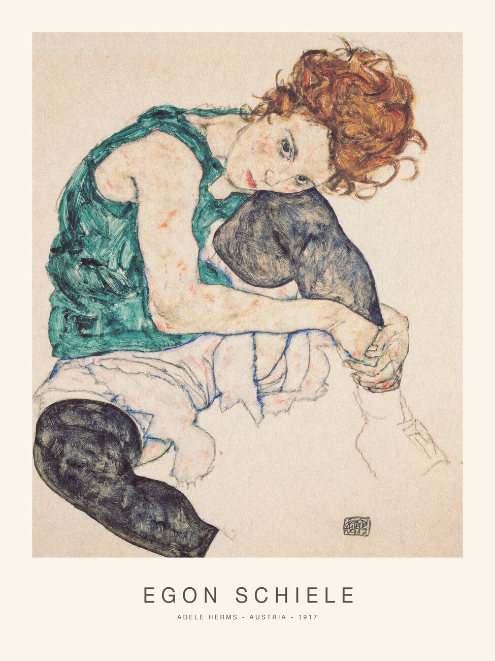 Obrazová reprodukce Adele Herms (Special Edition Female Portrait) - Egon Schiele, (30 x 40 cm)