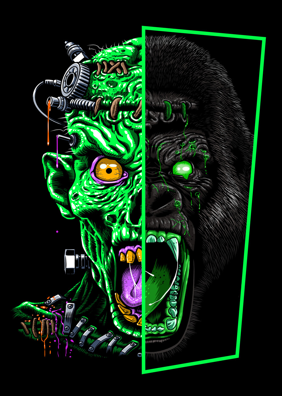 Wall Art Print Zombie vs Gorilla, Gifts & Merchandise