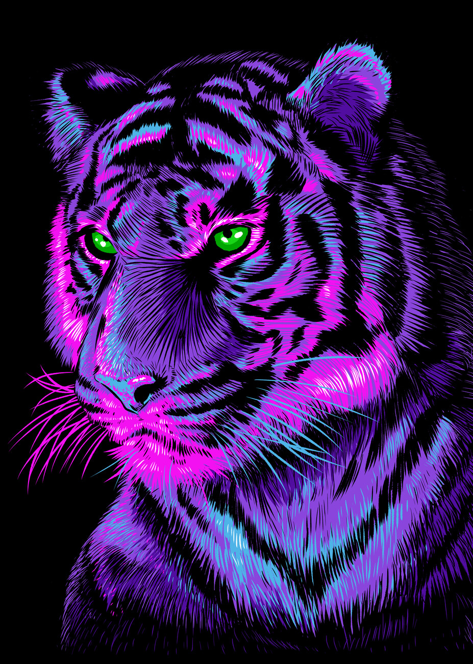 Művészi illusztráció Purple Tiger | Europosters