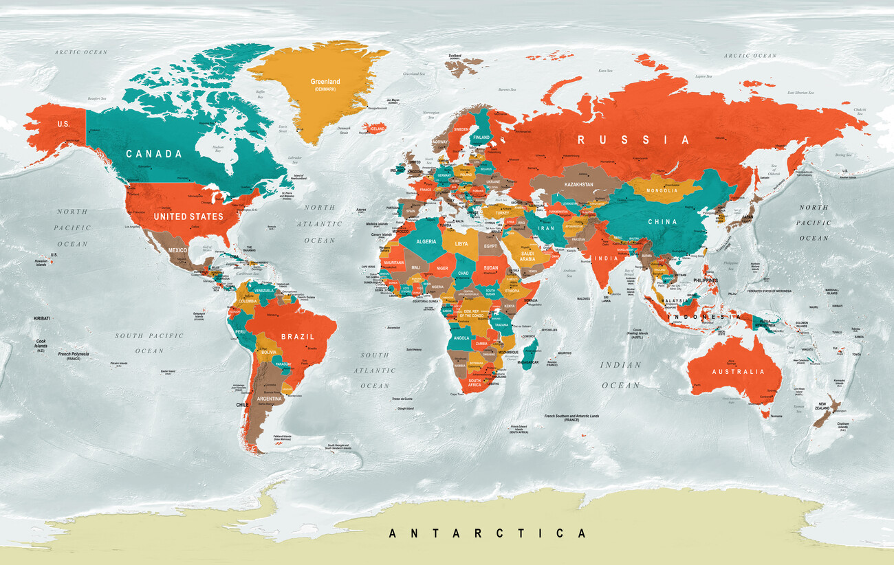 political world map with scale