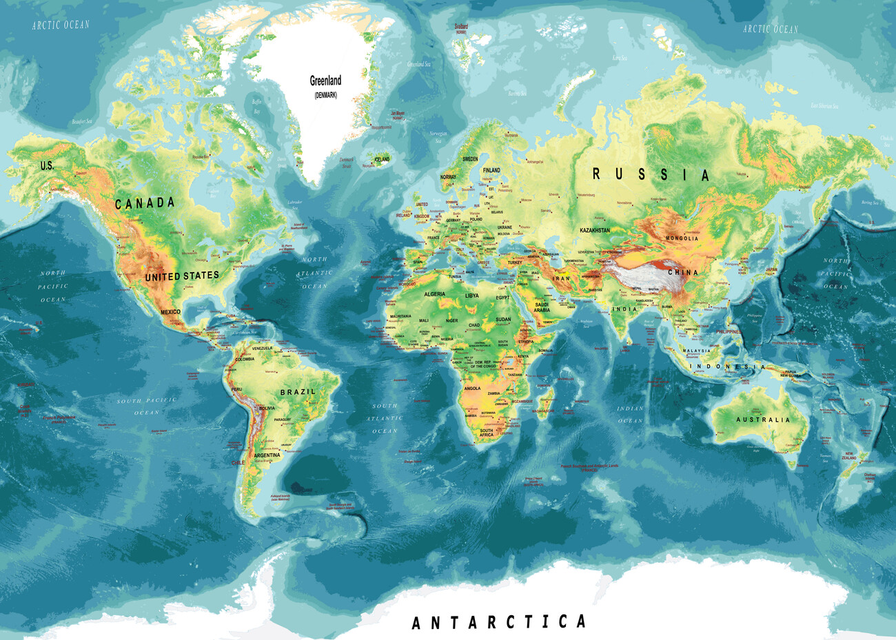 Map of Physical World Map ǀ Maps of all cities and countries for