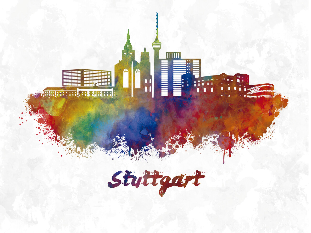 Art Print Europosters | skyline | Stuttgart Wall