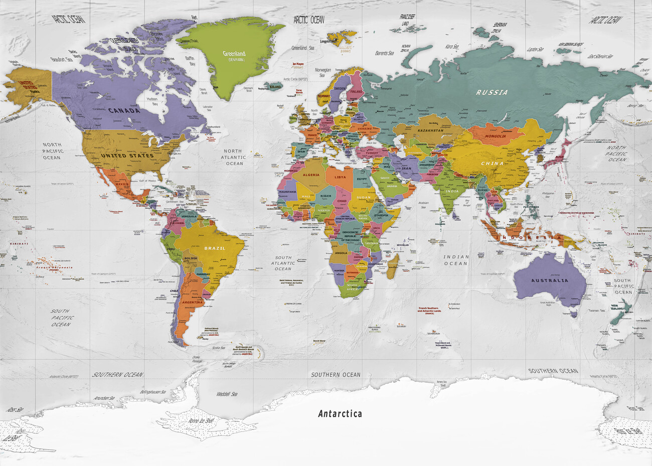 Kart Over Political World Map Miller Projection Bykart Og Verdenskart Plakater P Vegg