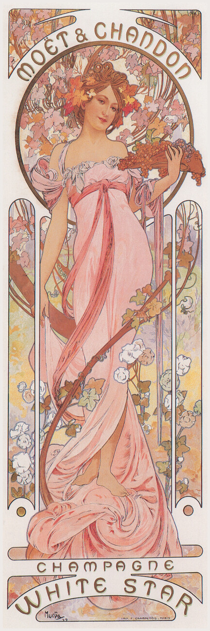 Poster for White Star Champagne by Moet et Chandon. Poster,1889. Painting  by Alphonse Mucha -1860-1939- - Fine Art America