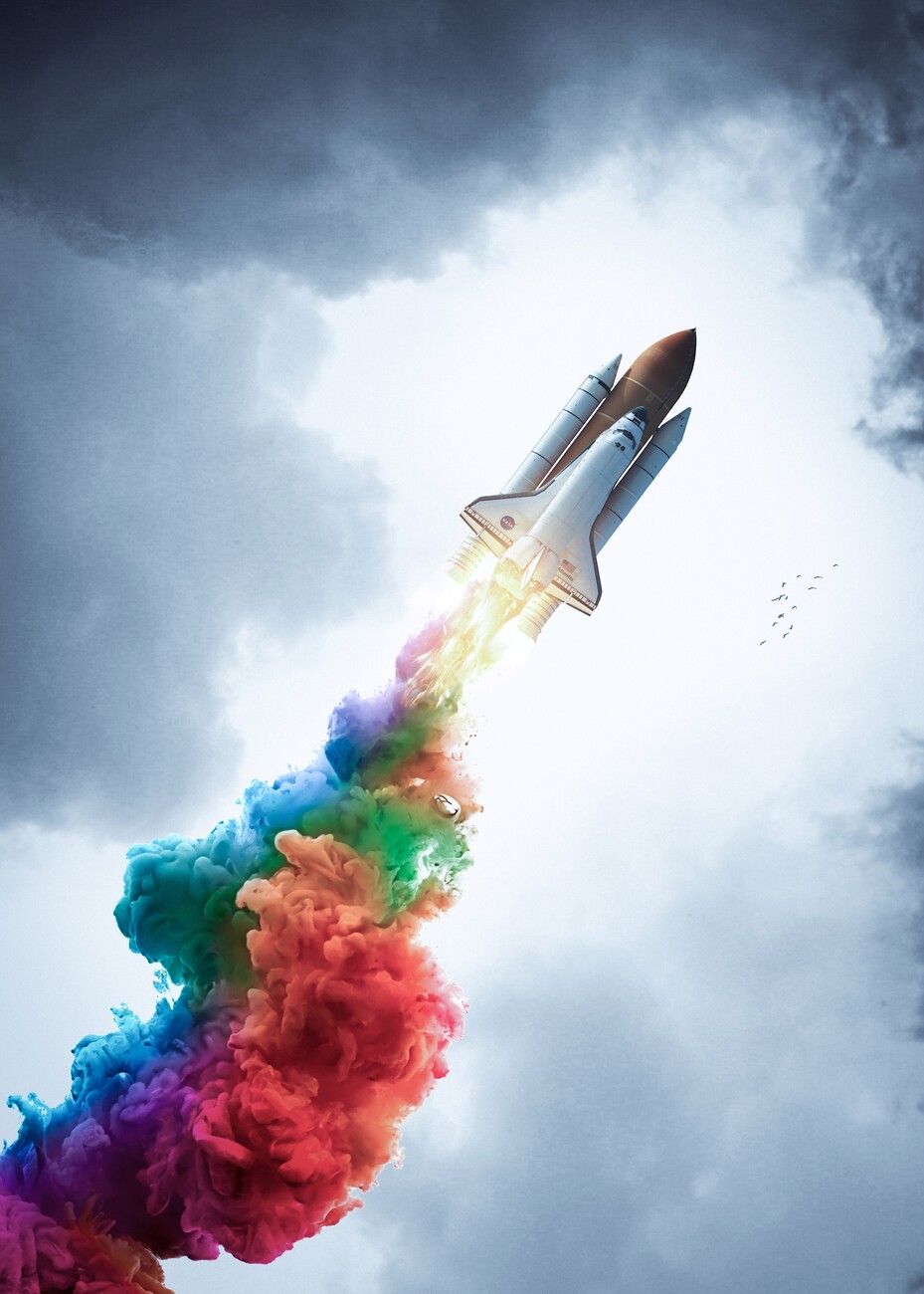 Wall Art Print Space Launch Rocket in Sky, Gifts & Merchandise