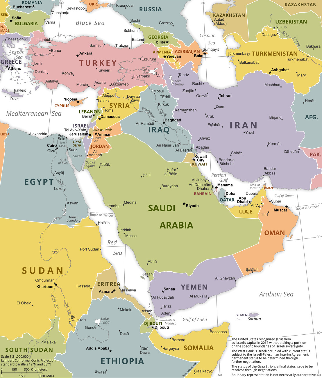 Mapa Political Middle East Map Wiele Plakat W Z Mapami Wiata I Miast   137458 