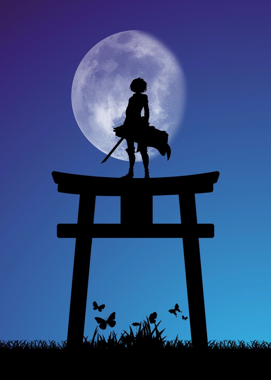 Under moonlight, moon, girl, anime, night, HD wallpaper | Peakpx