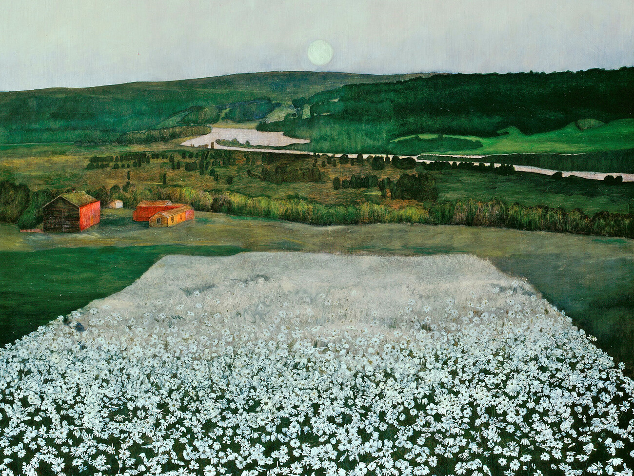 Canvas Print Flower Meadow (Romantic Floral Landscape) - Harald Sohlberg