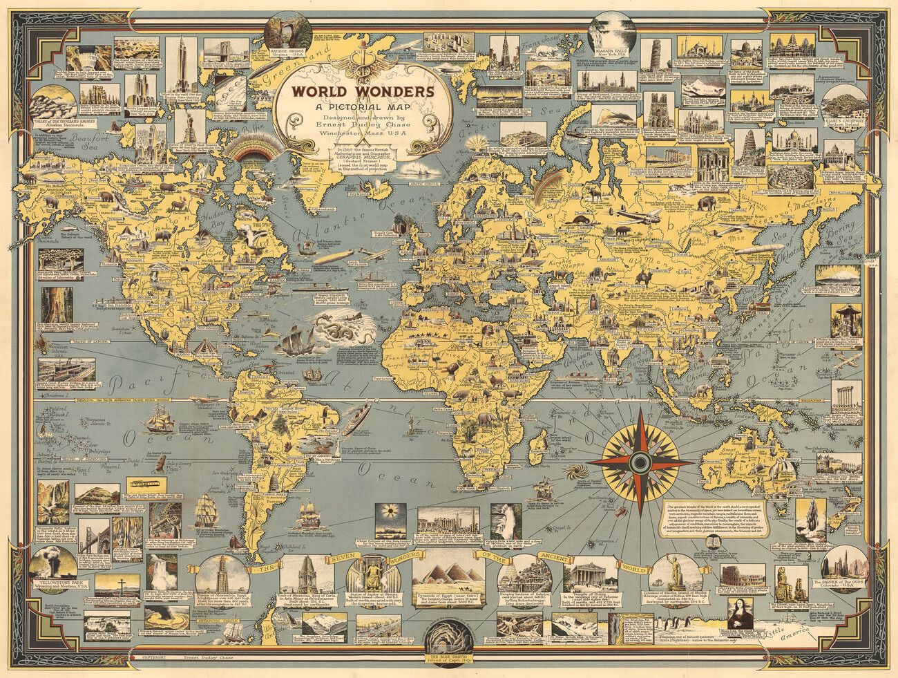 Kartta Pictorial Map by Ernest Dudley Chase ǀ Kaikki kaupunkikartat ja  maailmankartat seinälle