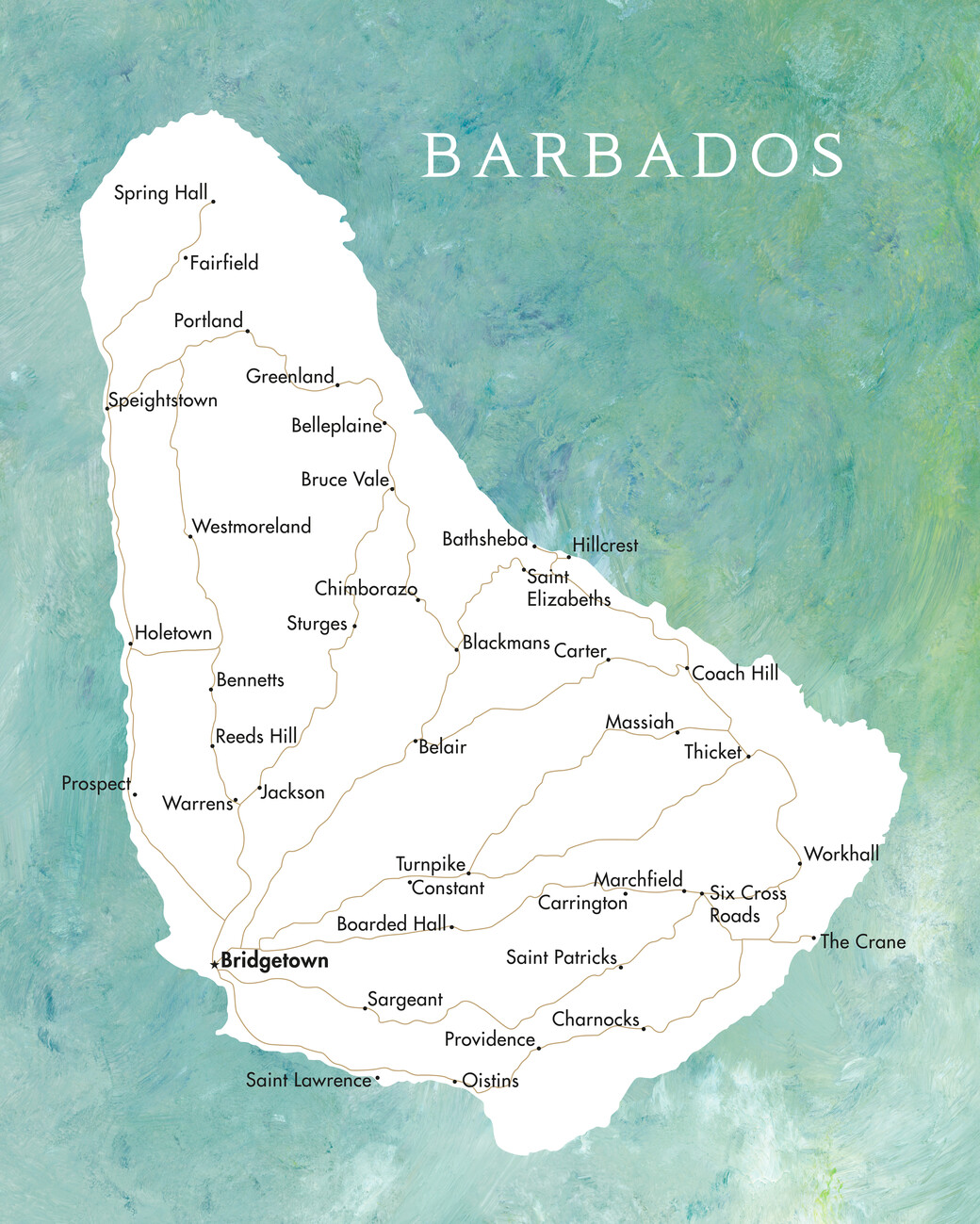 Mapa Map Of Barbados In Aquamarine Wiele Plakat W Z Mapami Wiata I   139471 