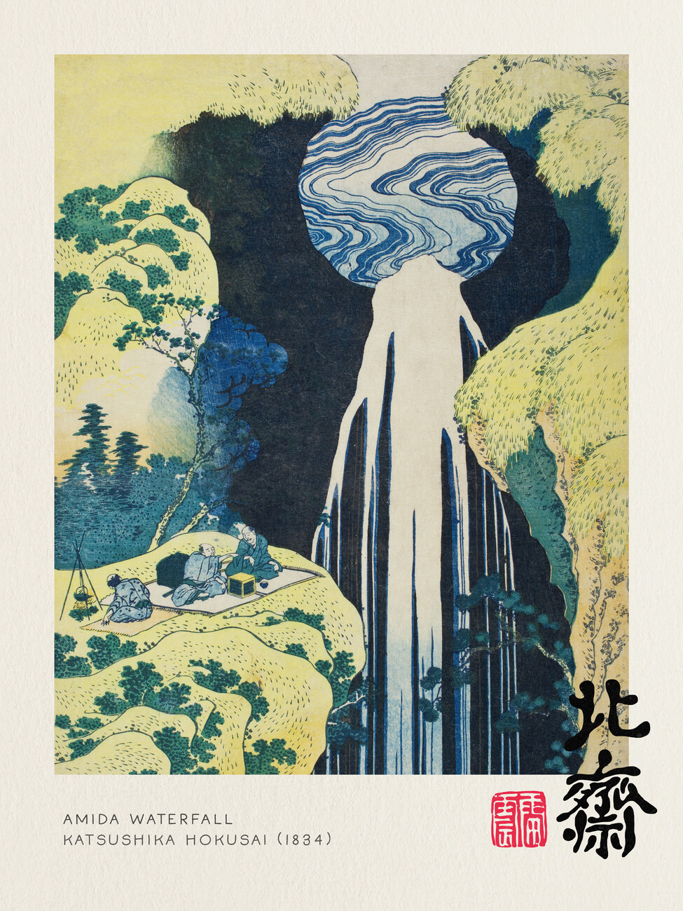 Obrazová reprodukce Amida Waterfall (Waterfalls of Japan) - Katsushika Hokusai