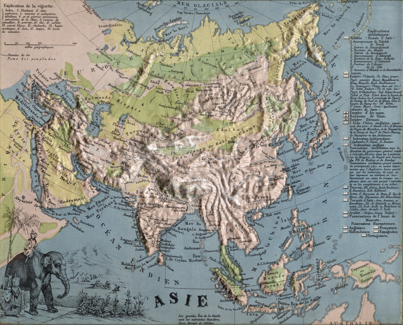 Carte De 3D Raised Relief Map Of Asia Toutes Les Cartes Et   141063 