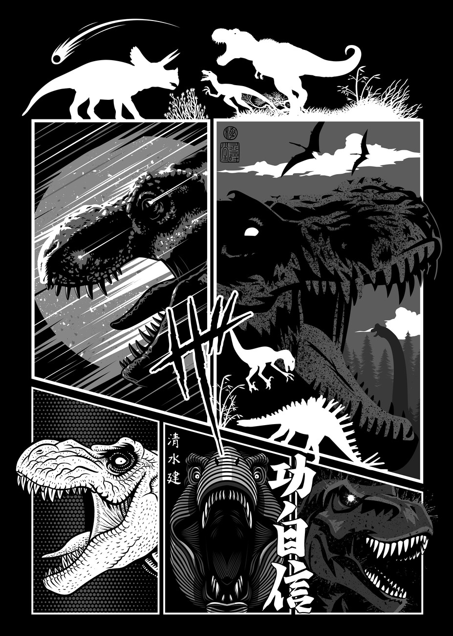 Dinosaurs Illustration Poster