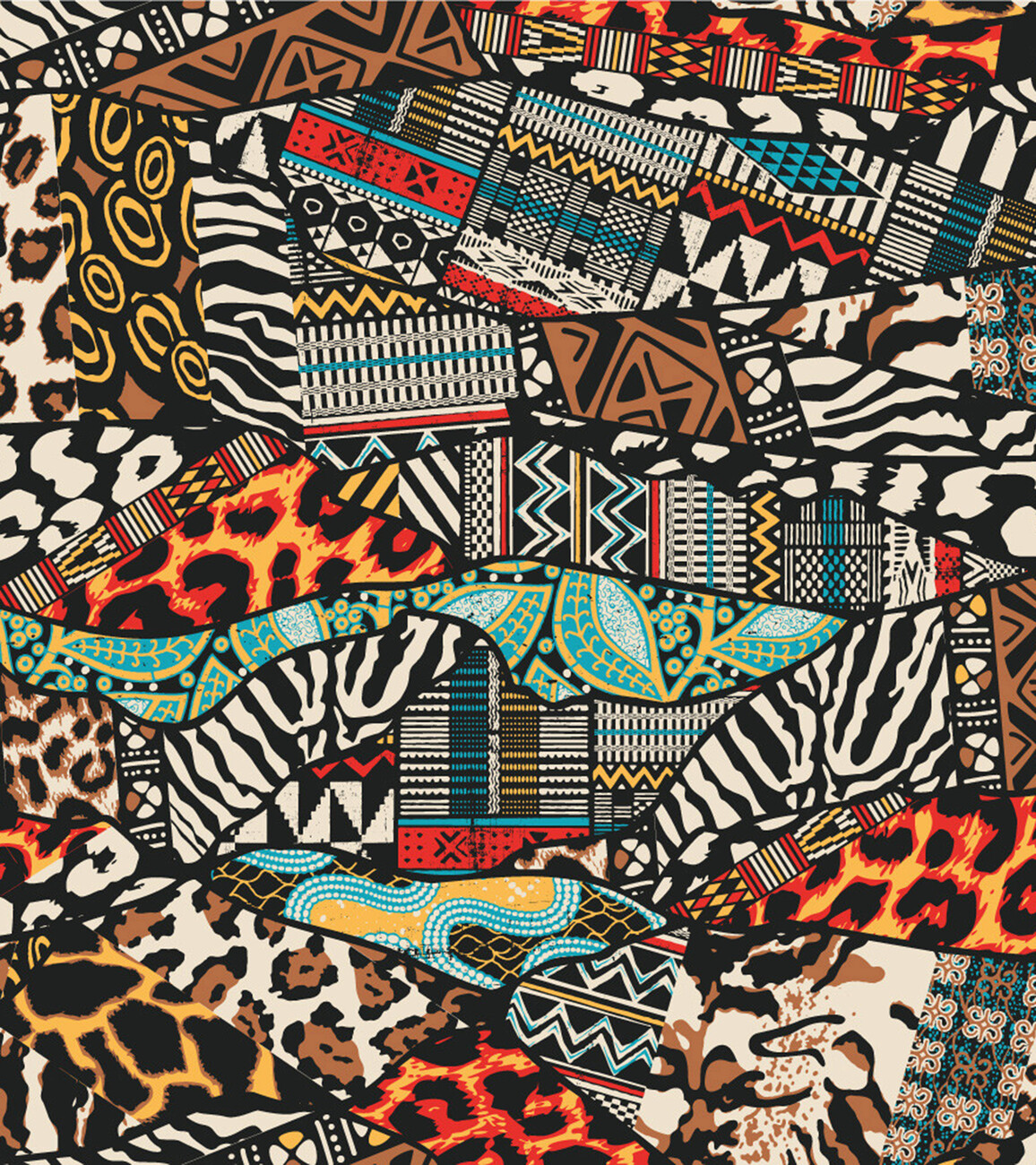 Canvas print Traditional african fabric and wild animal skins