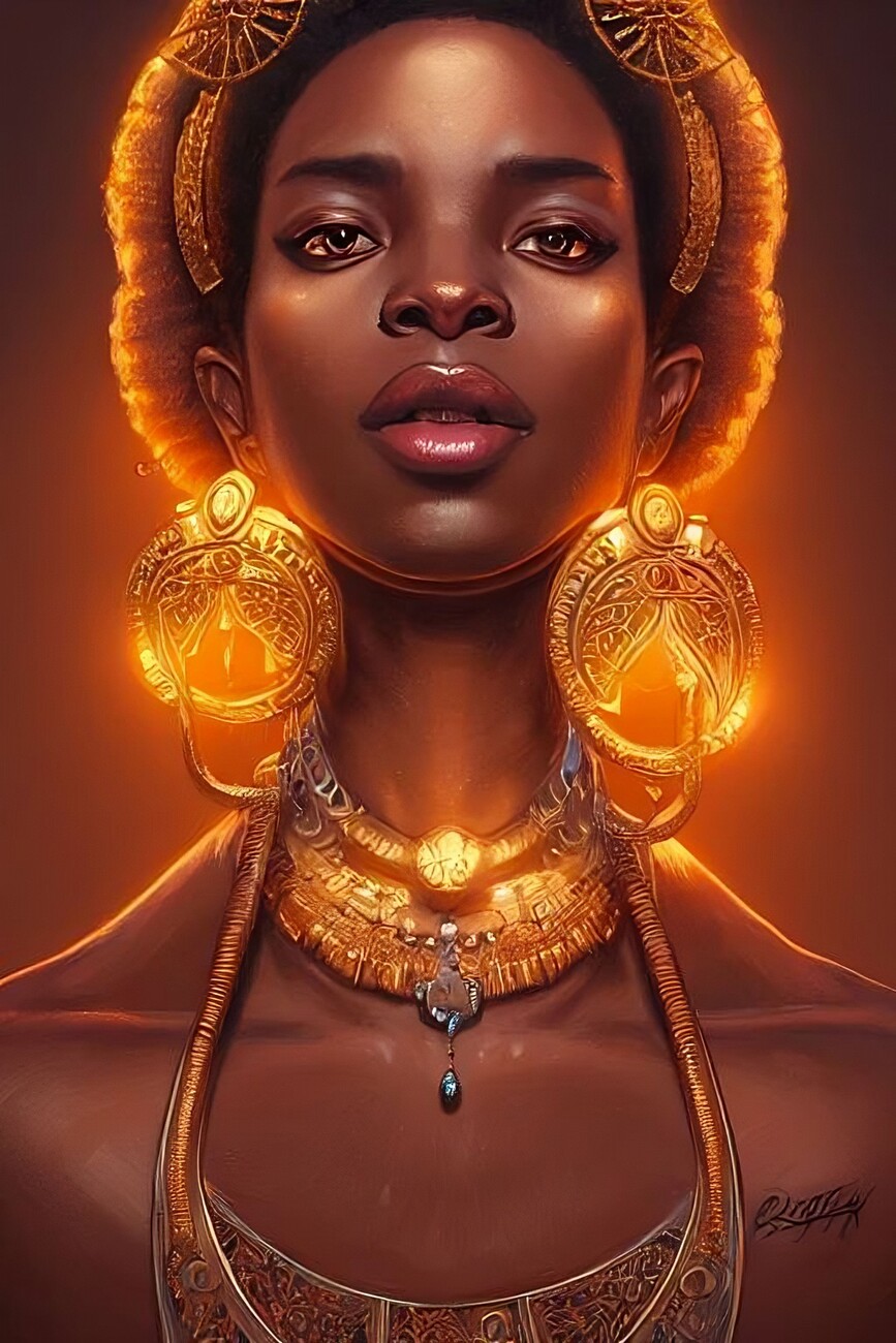 Black Egyptian Queen, Beautiful Face, Gold Glitter Stock Illustration Illustration Of Bronze