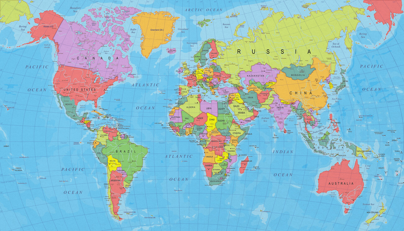 Map Of Detailed Colorful Political World Map ǀ Maps Of All Cities And  Countries For Your Wall