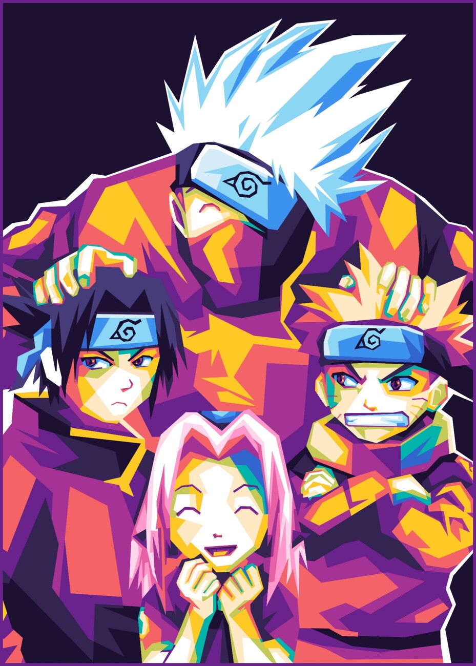 Quadro Naruto, Sakura, Sasuke e Kakashi