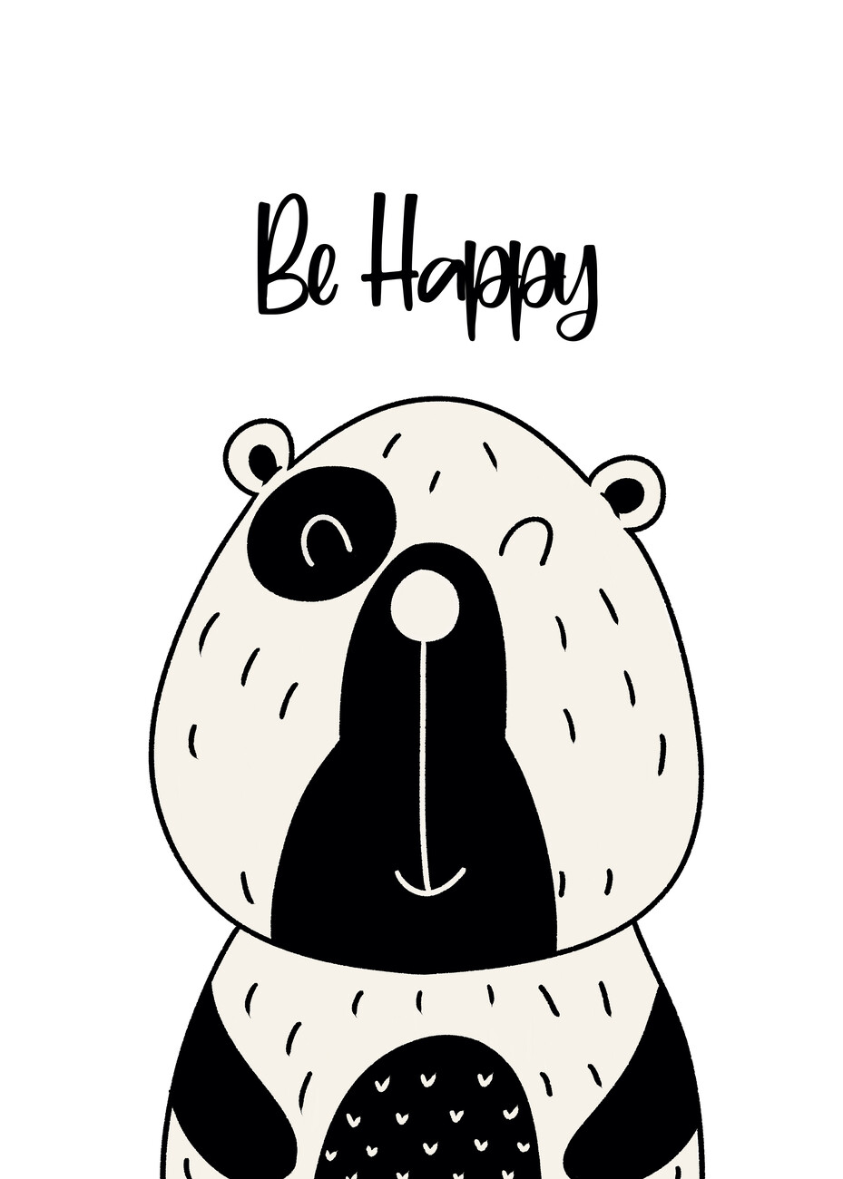 Wall Art Print, Cute Panda Be Happy