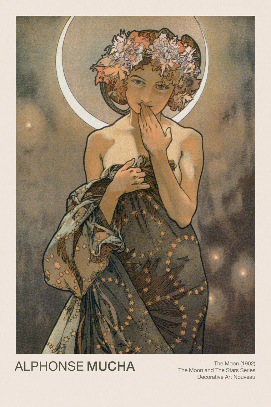 The Moon (Celestial Art Nouveau / Beautiful Female Portrait) - Alphonse ...