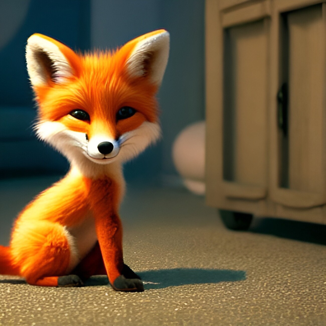 Illustration cute tiny fox.