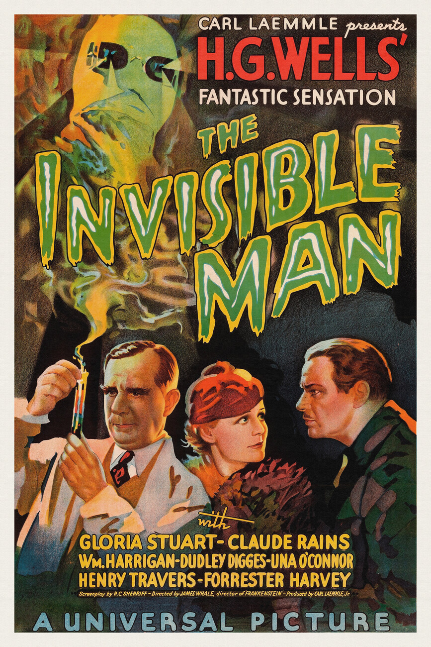 Obrazová reprodukce The Invisible Man (Vintage Cinema / Retro Movie Theatre Poster / Horror & Sci-Fi), (26.7 x 40 cm)