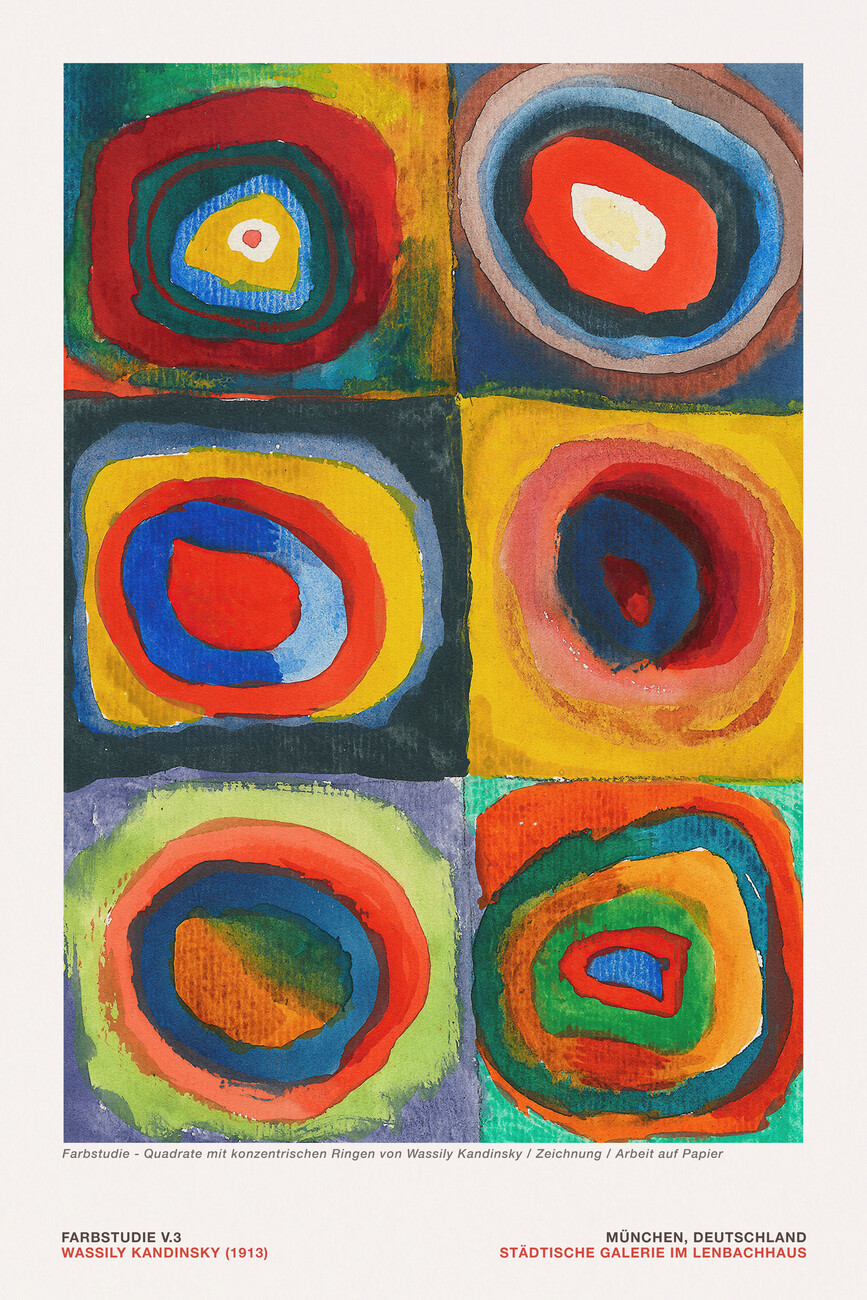 Colour Study V.3 (Abstract Vibrant Colourful Circles, 3 of 4) - Wassily  Kandinsky | Reproducciones de cuadros famosos para tu pared