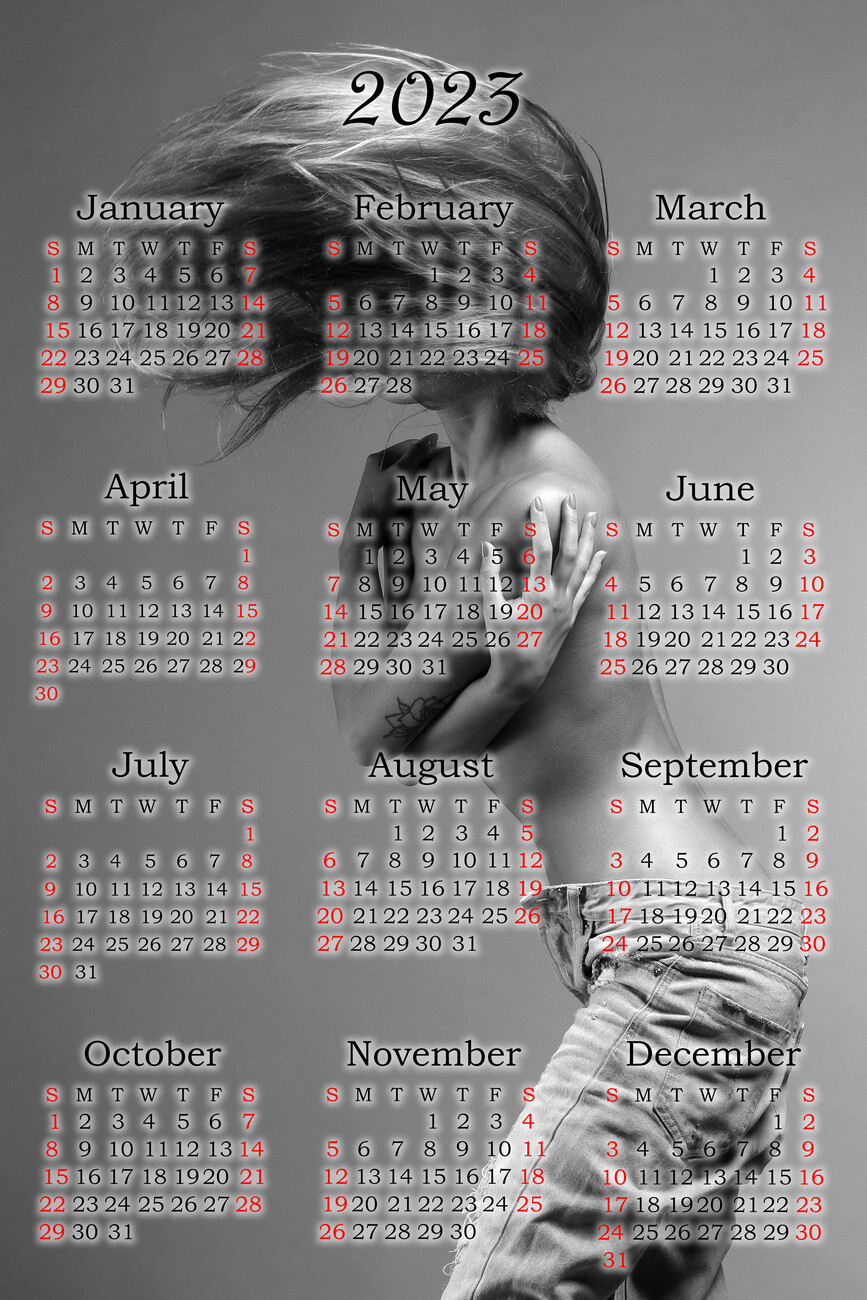 Nude Fashion Calendar V Poster Stampe Artistiche Carta Da Parati