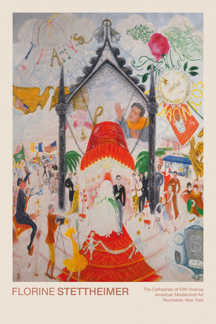 Obrazová reprodukce The Cathedrals of Fifth Avenue (Retro / Festive / Camp / Pink / Shopping) - Florine Stettheimer
