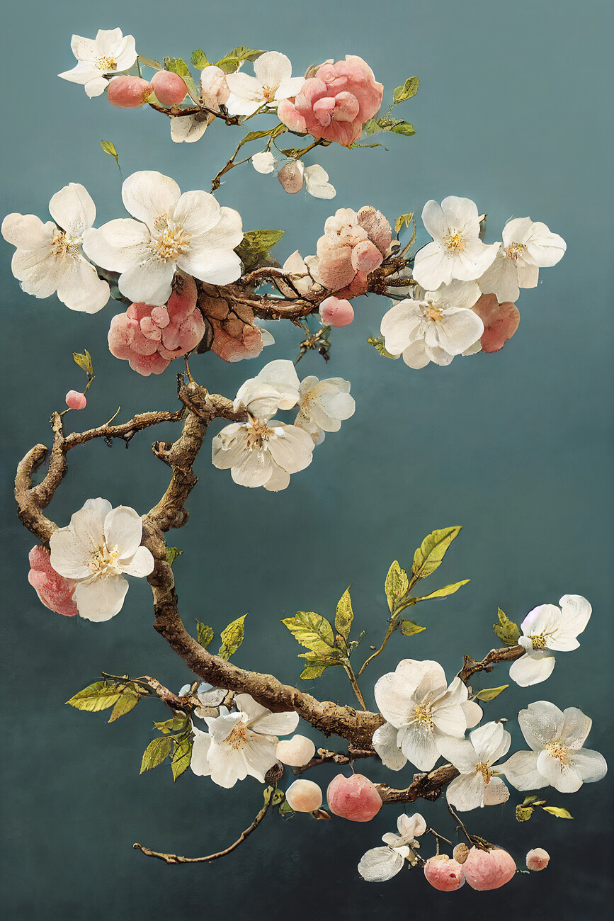 Illustration White Cherry Blossoms