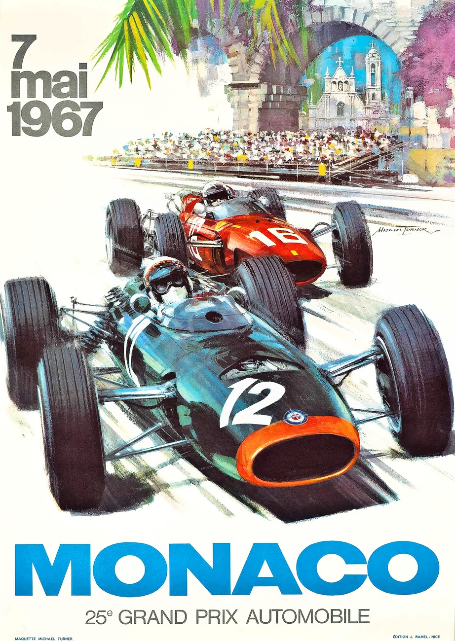 Wall Art Print | 1967 Monaco Grand Prix Racing Poster | Europosters