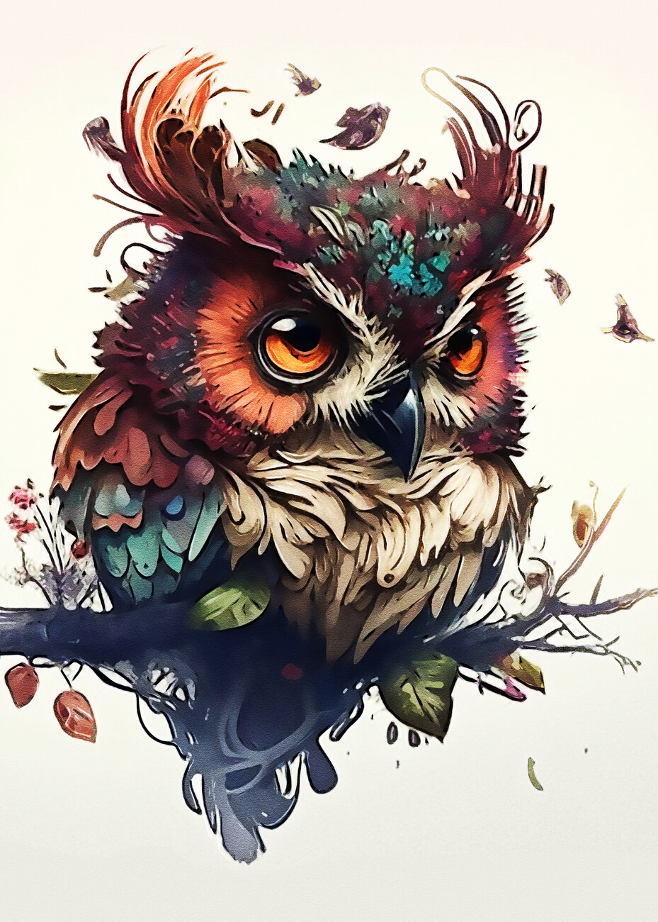 Wall Art Print | Owl Paint | Europosters