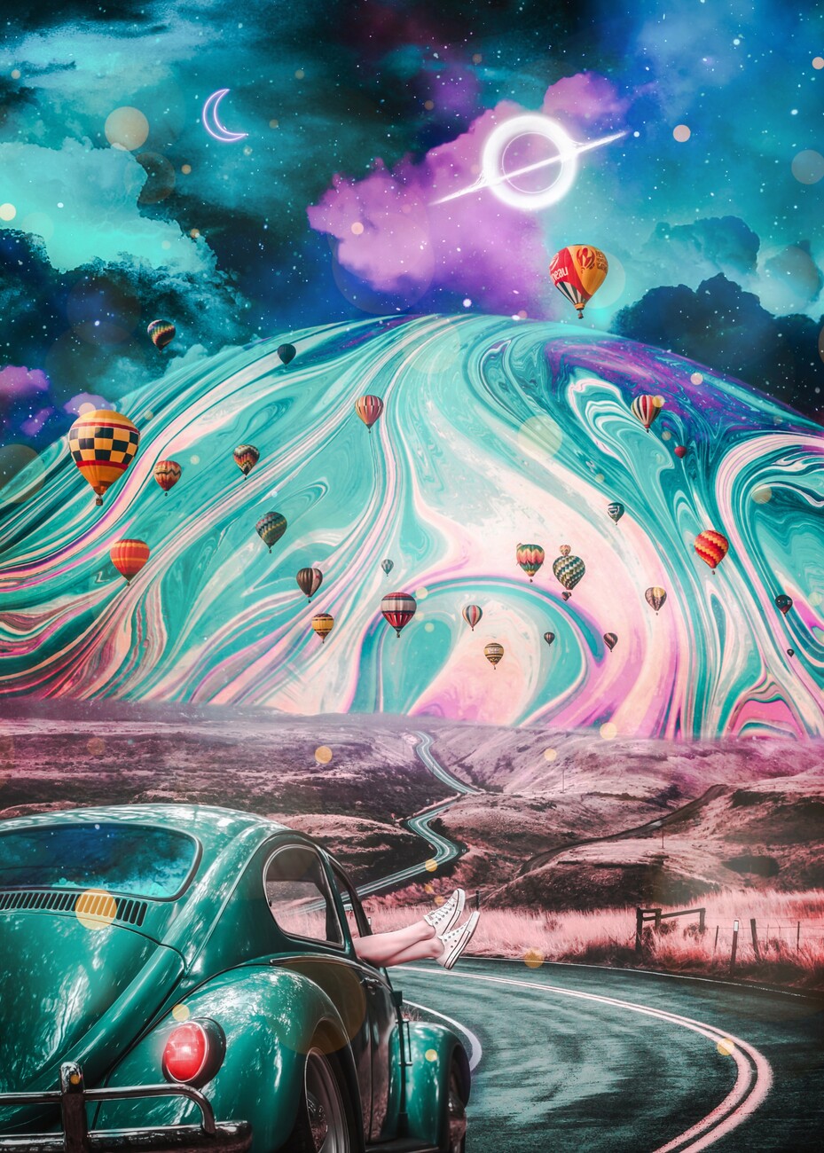 Retro Soap Bubble Road Psychedelic Trippy | Posters, Art Prints ...
