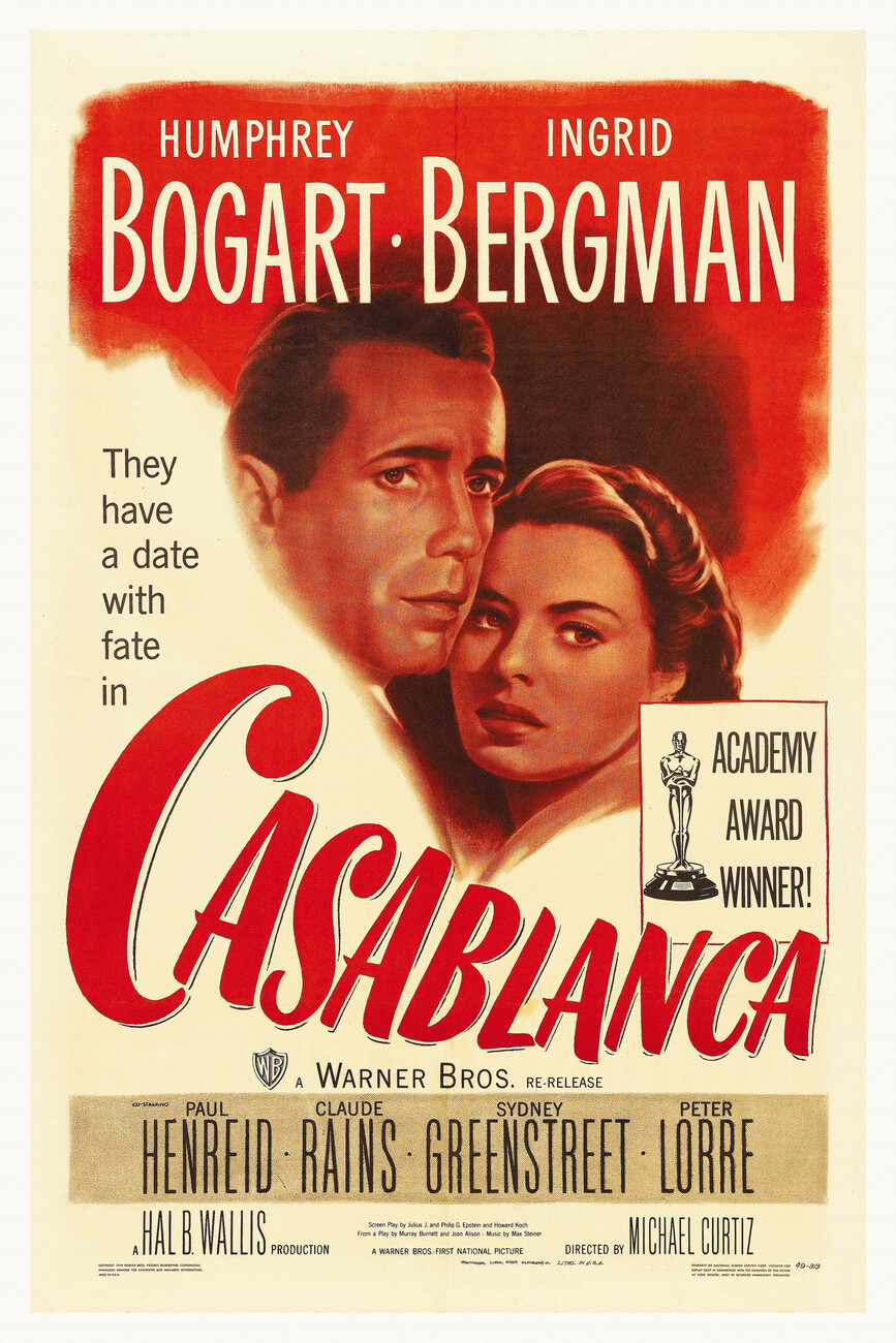 CASABLANCA VINTAGE MOVIE POSTER FILM A4 A3 ART PRINT CINEMA