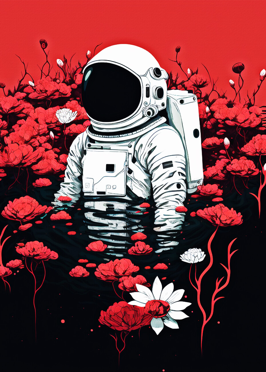 Illustration artistiques | Astronaut in the sea of ​​lotus | Europosters