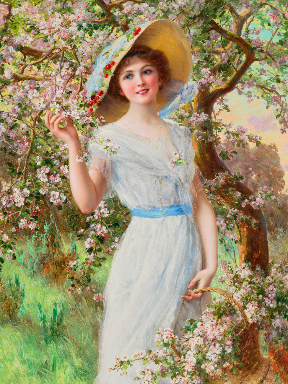 Wall Art Print Cherry Blossom Vintage Female Portrait Emile Vernon Europosters